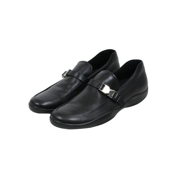 Prada Mens Spazzolato Rois Buckle Loafers Size US10 P9 Black Leather Slip Ons - Picture 3 of 9